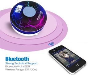 img 2 attached to 🔊 KGbee IPX7 2-й Bluetooth-динамик: беспроводной, портативный, водонепроницаемый с FM-радио, светодиодной подсветкой, вакуумным держателем - душевой динамик с микрофоном на USB-зарядке