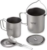 🏕️ lixada camping titanium cookware set with foldable handles, lid, pot, water cup, spork, windscreen – ideal for outdoor camping, hiking, backpacking activities (optional) логотип