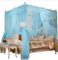 🛏️ sky blue queen size mengersi 4 corners post canopy bed curtain - charming cozy bow netting - 4 opening - princess bedroom decoration for girls & adults logo