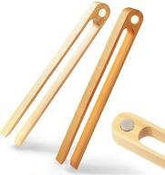 🥢 magnetic bamboo toast tongs: eco-friendly 8.7” wooden kitchen toast tongs, 100% natural, space saving modern kitchen accessory for home restaurant, set of 2 logo