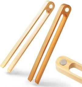 img 4 attached to 🥢 Magnetic Bamboo Toast Tongs: Eco-Friendly 8.7” Wooden Kitchen Toast Tongs, 100% Natural, Space Saving Modern Kitchen Accessory for Home Restaurant, Set of 2