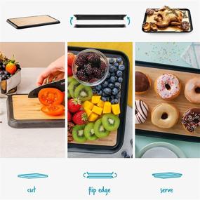 img 3 attached to Доска для резки Dreamfarm Big Bamboo Fledge: идеальная двусторонняя доска с нескользящим каучуковыми ножками и желобком для сока, 14" x 9,6" - необходимый кухонный аксессуар!