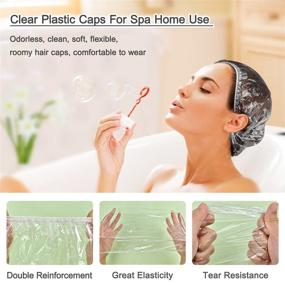 img 1 attached to 💦 MORGLES Clear Plastic Hair Caps: Waterproof, Disposable Shower Caps for Women Salon or Home Use - Bulk Pack