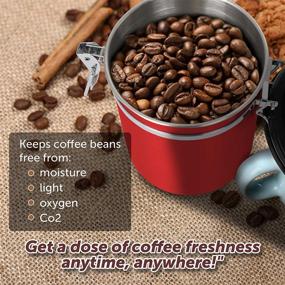 img 4 attached to ☕ Chef's Star Coffee Jar - Stainless Steel Airtight Canister with Scoop, Valve, Date Tracker - Ideal for Coffee Beans, Tea, Sugar, Flour - 50 Fluid Oz - Red