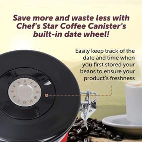 img 1 attached to ☕ Chef's Star Coffee Jar - Stainless Steel Airtight Canister with Scoop, Valve, Date Tracker - Ideal for Coffee Beans, Tea, Sugar, Flour - 50 Fluid Oz - Red