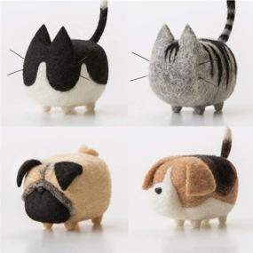 img 4 attached to 🎁 Truslin - DIY Needle Felting Kit with Faceless Cat and Dog in a Gift Box - Tuxedo Cat, American Shorthair, Pug, and Beagle - 4 in 1 Kit