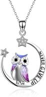 yfn owl necklace: sterling silver inspirational jewelry, perfect never give up gift for women and girls - moon star design logo