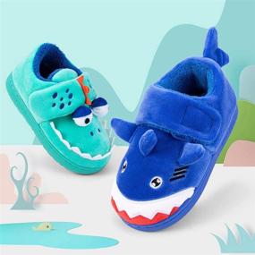 img 3 attached to 🦖 Warm Dinosaur House Slippers for Toddler Boys and Girls – Fluffy Shark Slippers for Kids