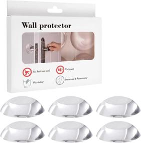 img 4 attached to 🚪 Aiyuda Door Knob Wall Protector - Set of 6 Transparent Round Silicone Rubber Door Stops with Self-Adhesive Backing, Shock-Absorbing and Quiet Door Handle Wall Protector