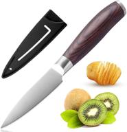 🔪 andplay 3.5 inch paring knife - japanese high-carbon aus8 steel - full tang pakkawood handle - includes sheath логотип