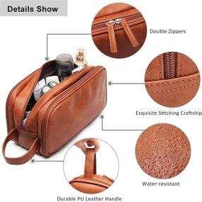 img 1 attached to 🧳 Premium Leather Toiletry Bag for Men: Spacious, Waterproof Travel Dopp Kit with Sturdy Handle - Perfect Toiletries Organizer for Travel - Ideal Gift for Dad, Men, Husband on Valentines' Day