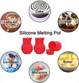 img 3 attached to Silicone Chocolate Melting Pot Set of 3 - Microwave Chocolate Melter for Butter, Cheese, Candy, Sauce, Caramel, and Molds