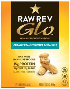 img 2 attached to Raw Rev Glo Protein Bars: Creamy Peanut Butter & Sea Salt - Pack of 12, High Protein Snack Bar with Keto-Friendly, Vegan, and Gluten-Free Attributes