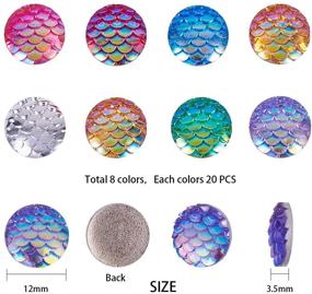 img 3 attached to 🐠 SUNNYCLUE 160pcs 8 Color(20pcs/Color) 12mm Fish Scale Resin Cabochons - Round Iridescent Cameo Glitter Cabs for Earring Bracelet Necklace DIY Jewelry Making