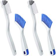 🧼 small scrub brush set for bottle sink and kitchen cleaning - edge, corner, grout, and bathroom cleaning brushes - window or sliding door cleaning brushes - white and blue logo