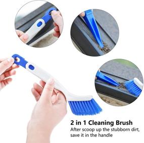 img 1 attached to 🧼 Small Scrub Brush Set for Bottle Sink and Kitchen Cleaning - Edge, Corner, Grout, and Bathroom Cleaning Brushes - Window or Sliding Door Cleaning Brushes - White and Blue