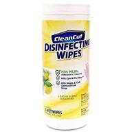 🍋 lemon scent disinfecting wipes, 35 wet wipes, kills 99.9% of bacteria, multi-surface cleaning wipes for kitchens, bathrooms, offices, and classrooms - clean cut wipes logo