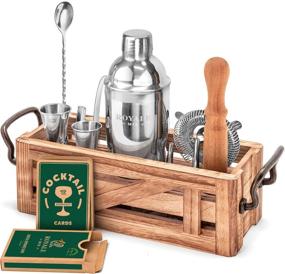 img 4 attached to 🍹 Mixology Bartender Kit with Wooden Stand - Perfect Housewarming Gift - 12 Piece Bar Tools Set with Cocktail Kit Cards - High-Quality Bartending Kit for an Enjoyable Bar Set - Stainless Steel Cocktail Shaker Set.