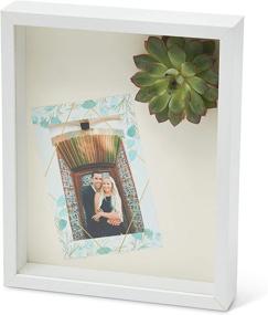 img 4 attached to 🖼️ 8x10 Shadow Box Frame with Black & White Background - High-Density Fiberboard - Memorabilia/Tickets/Flowers Display - 3D Glass Case - Wedding Memory Box - Wooden Picture Frame (WHITE)