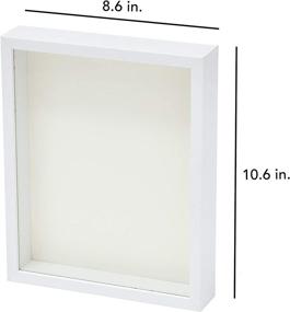 img 3 attached to 🖼️ 8x10 Shadow Box Frame with Black & White Background - High-Density Fiberboard - Memorabilia/Tickets/Flowers Display - 3D Glass Case - Wedding Memory Box - Wooden Picture Frame (WHITE)