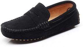 img 1 attached to Shenn Slip Leather Loafers S8884 Boys' Shoes