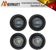 🚦 meerkatt (набор из 4-х) 0.75" мини круглая светодиодная позиционная маркерная лампа со смоковым стеклом - 2 янтарные + 2 красные - универсальная водонепроницаемая для прицепов, грузовиков, автобусов, домов на колесах, лодок - 12 в постоянного тока, комплект для установки с фурнитурой+". логотип