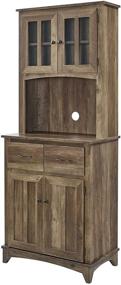 img 2 attached to 🔨 Reclaimed Barn Wood Look Double Door Top and Bottom Cabinet Microwave Storage Stand by Home Source