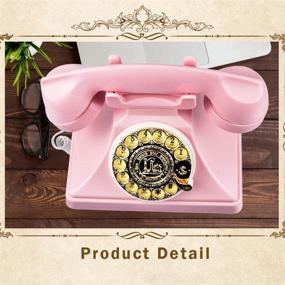 img 3 attached to Classic Home Landline Phones - EC VISION Retro Rotary Dial Telephone with Mechanical Ringer & Speaker Function in Pink