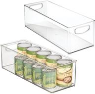 🗄️ mdesign clear plastic kitchen organizer bin - storage holder with handles for pantry, cupboard, cabinet, fridge/freezer, shelves, and counter - ideal for canned food, snacks, drinks, and sauces - 2 pack логотип