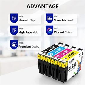 img 2 attached to 🖨️ FASTINK Remanufactured 212XL Ink Cartridge Set with Upgraded Chips - Compatible with Epson XP-4100 XP-4105 WF-2830 WF-2850 Printers (Black, Cyan, Magenta, Yellow, 4 Pack)