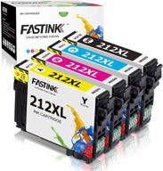 🖨️ fastink remanufactured 212xl ink cartridge set with upgraded chips - compatible with epson xp-4100 xp-4105 wf-2830 wf-2850 printers (black, cyan, magenta, yellow, 4 pack) logo