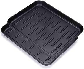 img 4 attached to 2-Pack Waterproof Black Shoe Tray 13.7'' X 10.6'' X 1.1'' - Heavy Duty All-Weather Utility Boot Tray for Floor Protection, Indoor Entryway, Outdoor Garden Tool Tray, and Dog Food Mat