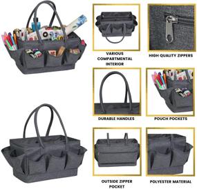 img 1 attached to 👜 Everything Mary Large Craft Organizer Tote Bag - Grey Heather: Perfect Art Caddy for Sewing, Scrapbooking, & More! Ideal Crafts Storage Carrier for Supplies & Tools - Great for School, Medical, and Office Organization