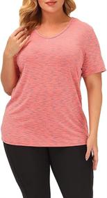 img 3 attached to 👚 Stay Comfortable & Trendy with Uoohal's Plus Size Women's Workout Yoga Short Sleeve Summer Loose Fit Shirts!