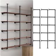 📚 pynsseu 5 tier industrial iron pipe shelf wall mount - diy farmhouse open bookshelf for kitchen, bathroom, living room storage - set of 3 packs logo