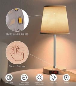 img 2 attached to 🛏️ AISCOOL Bedside Table Lamp: Clock, Adjustable Stand, Stepless Dimmable LED, USB Type C Ports, Wood Base - Perfect for Living Room, Bedroom, Work - Touch Control