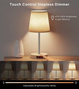 img 1 attached to 🛏️ AISCOOL Bedside Table Lamp: Clock, Adjustable Stand, Stepless Dimmable LED, USB Type C Ports, Wood Base - Perfect for Living Room, Bedroom, Work - Touch Control