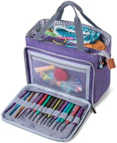 img 4 attached to Premium Purple Luxja Crochet Tote Bag: Ideal Yarn Storage Solution for Small Unfinished Projects, Crochet Hooks, and Accessories