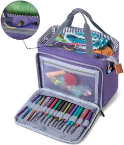 img 3 attached to Premium Purple Luxja Crochet Tote Bag: Ideal Yarn Storage Solution for Small Unfinished Projects, Crochet Hooks, and Accessories
