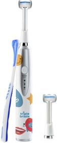 img 1 attached to Triple Bristle Rechargeable Sonic Toothbrush - Best Kids' Toothbrush, 31,000 VPM, Patented 3 Brush Head Design, Angled Bristles for Comprehensive Tooth Cleaning, Dentist Created & Approved - 1 Pack