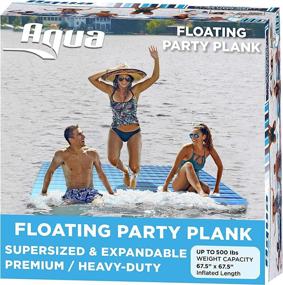 img 4 attached to 🌊 AQUA Large Ultimate Floating Mat Raft Island, 500 Lbs. Capacity, Lake-Ocean-Pool Float, Heavy Duty, Navy/White Stripe, Expandable Floating Mat, 6’ X 6’ (AZL18910)