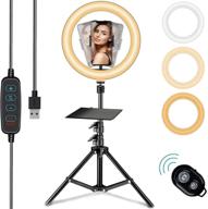 📸 10.2-inch selfie ring light + 62" tripod stand & phone holder, 3 lighting colors, 10 brightness levels, bluetooth remote - ideal for photography, makeup, live streaming, youtube, tik tok logo