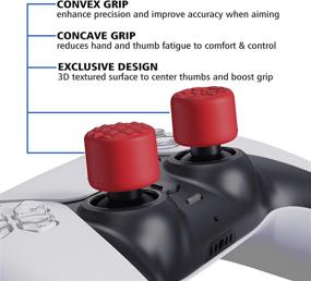 img 2 attached to 🎮 Enhanced Grip Ergonomic Stick Caps Thumb Grips for PS5, PS4, Xbox Series X/S, Xbox One, Xbox One X/S, and Switch Pro Controller - 3 Height Options (Convex & Concave) - Diamond Grain & Crack Bomb Design - PlayVital Passion Red