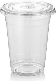 img 2 attached to 🥤 Pack of 100 Green Direct 16 oz. Clear Disposable Plastic Cups with Flat Lids - Ideal for Cold Drinks, Bubble Boba, Iced Coffee, Tea, Smoothies