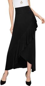 img 2 attached to 👗 Stylish and Ethically Made LL Womens Wrapped High Low Ruffle Maxi Skirt - USA