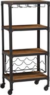 🍷 rustic industrial style wine storage shelf: baxton studio swanson, antique metal & distressed wood, mobile bar organizer in black логотип