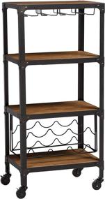 img 4 attached to 🍷 Rustic Industrial Style Wine Storage Shelf: Baxton Studio Swanson, Antique Metal & Distressed Wood, Mobile Bar Organizer in Black