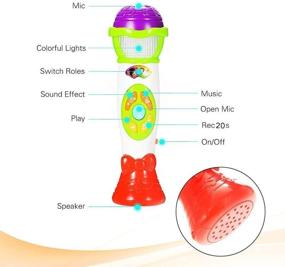 img 3 attached to Микрофон для детей ThinkMax с изменением голоса, записью и цветным светом - музыкальные игрушки (зеленый)