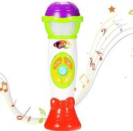 thinkmax kids microphone toy with voice changing, recording & colorful light - musical toys (green) logo