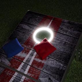 img 3 attached to Набор игры GoSports Cornhole Pro со стандартным мешком для игры в кукурузную дырку - складной - с дизайнами американского флага, светодиодным освещением и черными, красными и синими элементами.